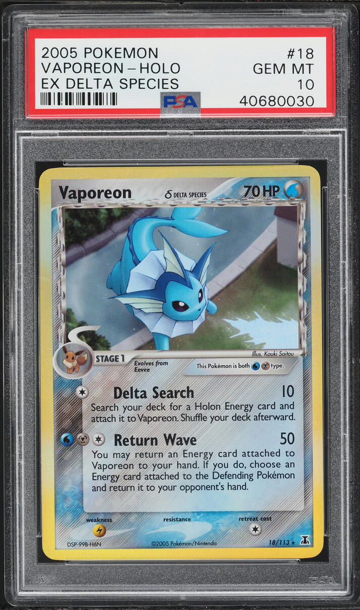 2005 Pokemon EX Delta Species Holo Vaporeon #18 PSA 10 GEM MINT