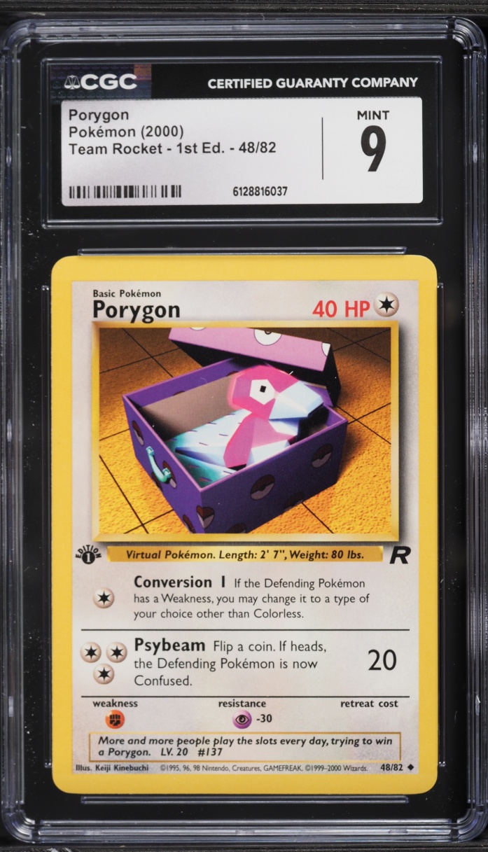 2000 Pokemon Team Rocket 1st Edition Porygon #48 CGC 9 MINT