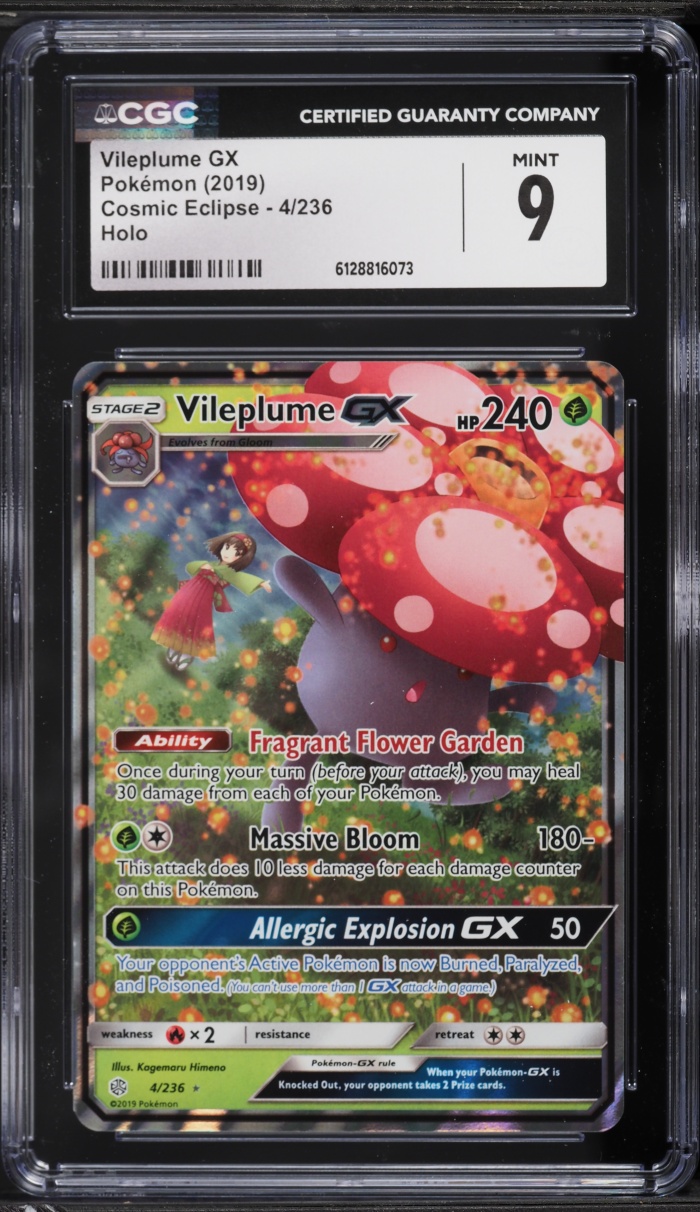 2019 Pokemon Sun & Moon Cosmic Eclipse Holo Vileplume GX #4 CGC 9 MINT