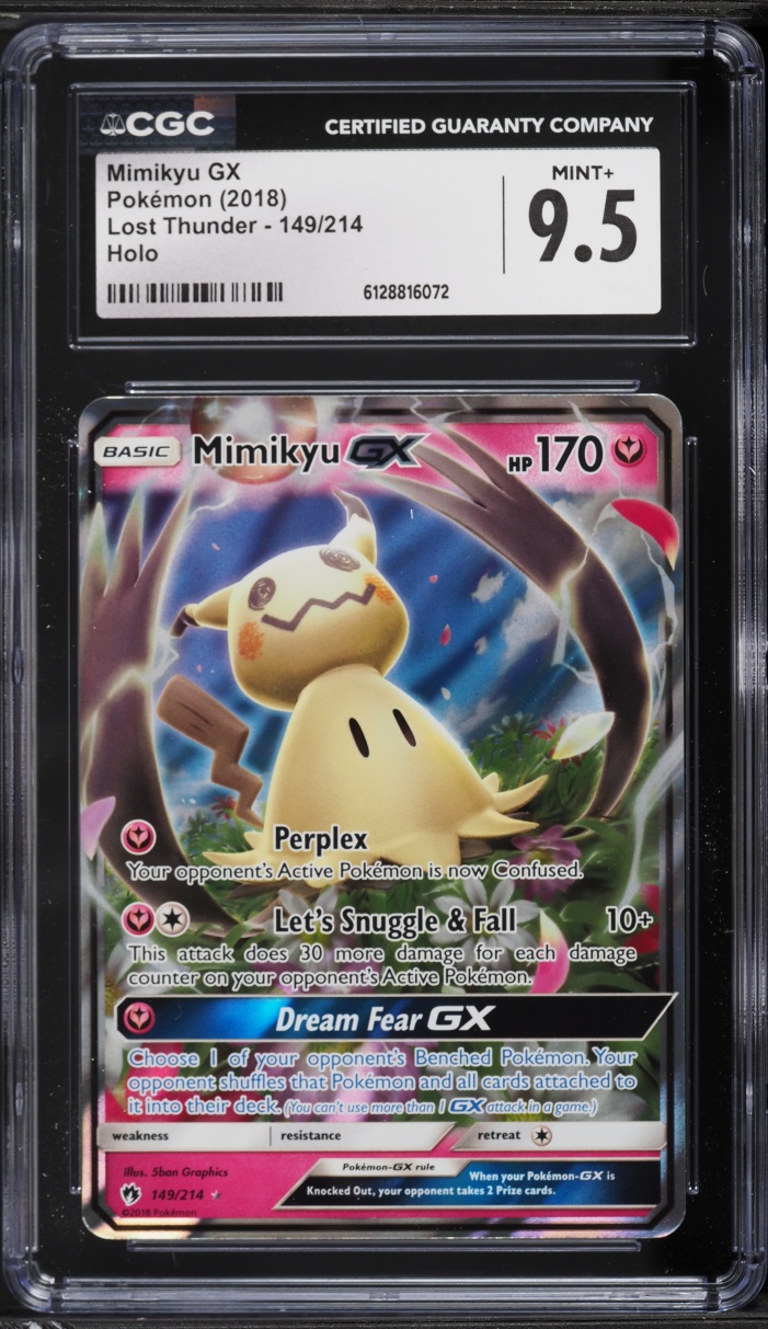 2018 Pokemon Sun & Moon Lost Thunder Full Art Mimikyu GX #149 CGC 9.5 MINT+