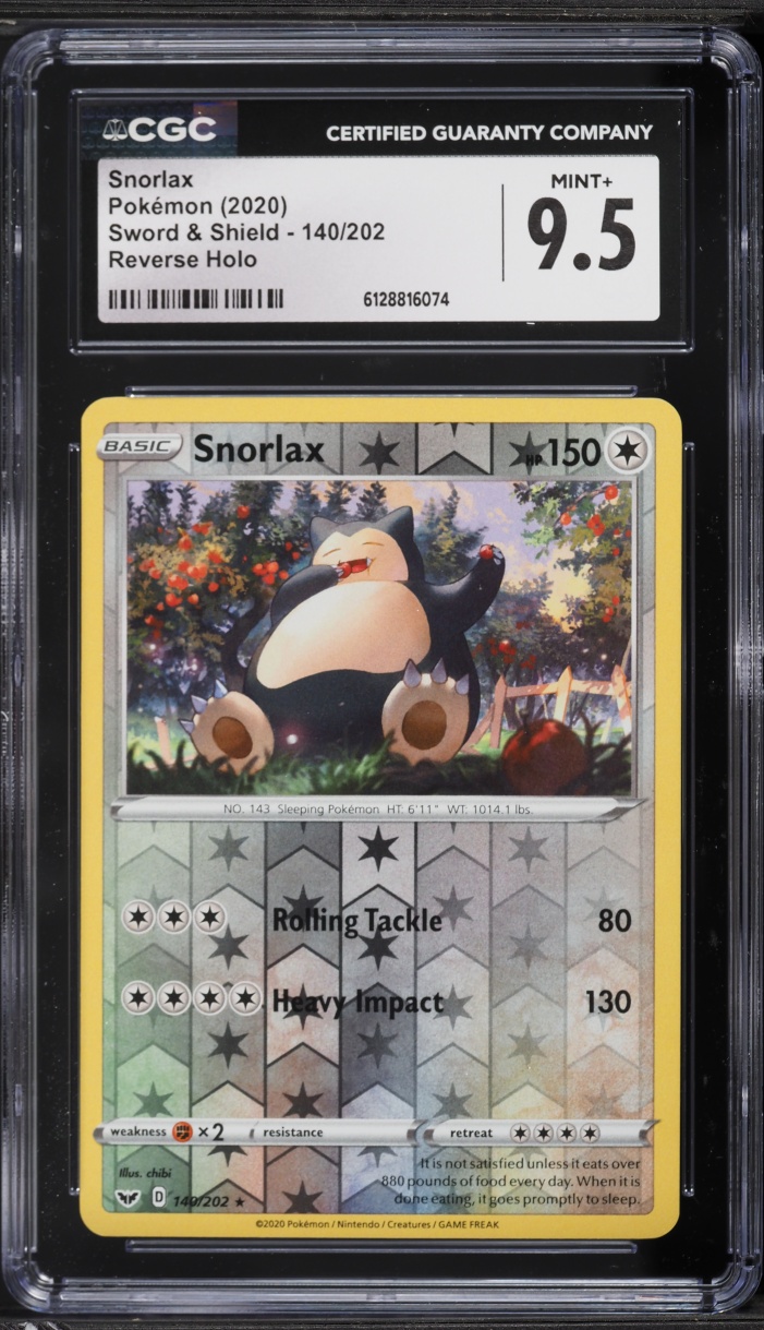 2020 Pokemon Sword & Shield Reverse Holo Snorlax #140 CGC 9.5 MINT+