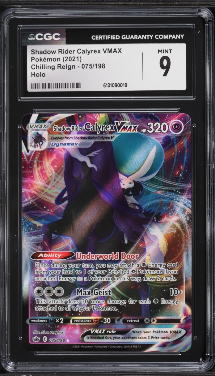 2021 Pokemon Sword & Shield Chilling Reign Full Art Shadow Rider Calyrex VMAX #75 CGC 9 MINT