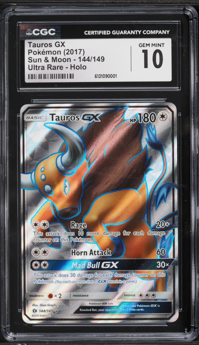 2017 Pokemon Sun & Moon Full Art Tauros GX #144 CGC 10 GEM MINT