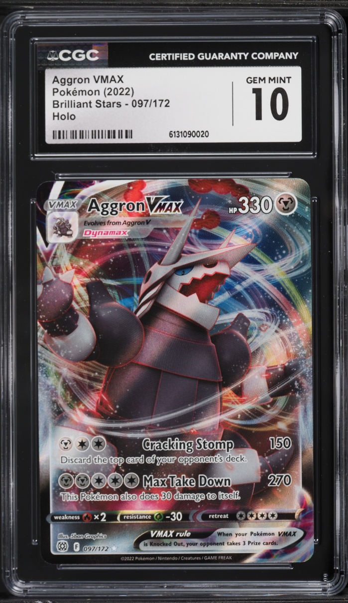 2022 Pokemon Sword & Shield Brilliant Stars Full Art Aggron VMAX #97 CGC 10 GEM MINT