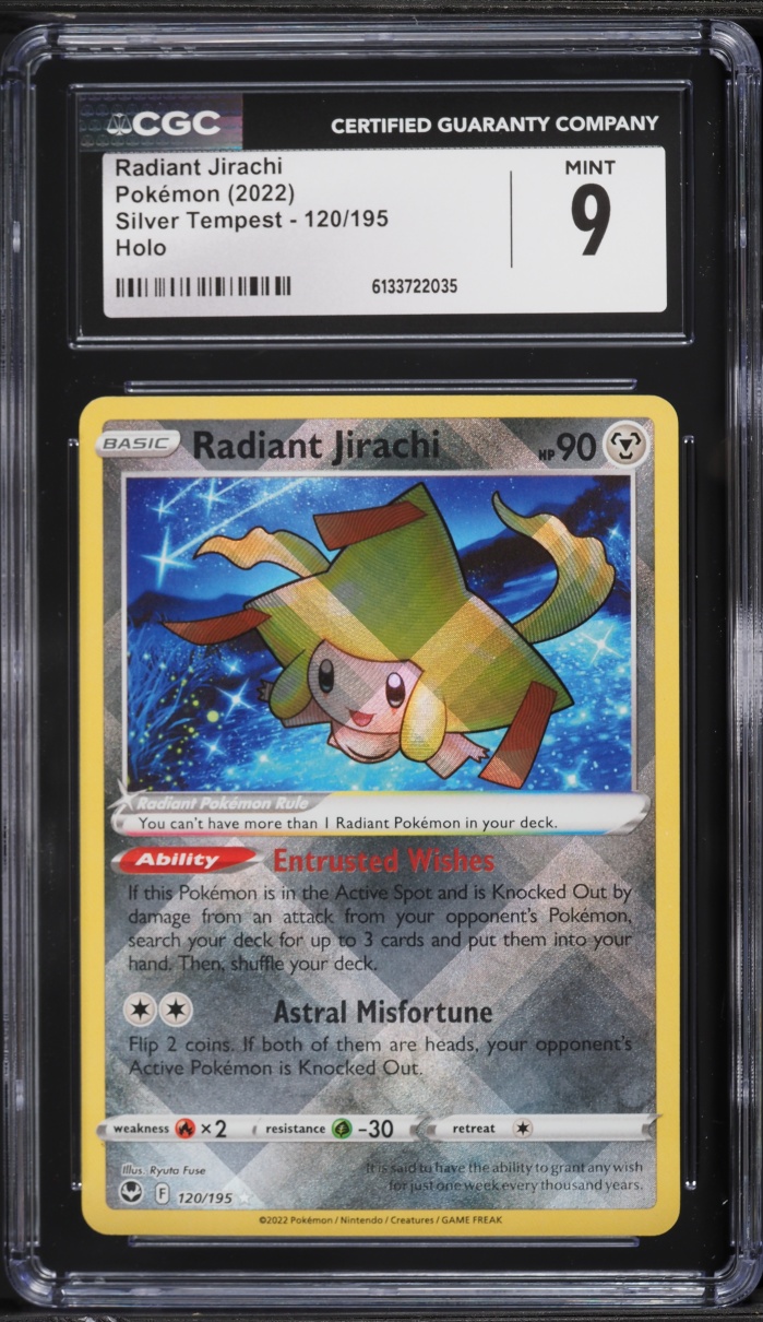 2022 Pokemon Sword & Shield Silver Tempest Holo Radiant Jirachi #120 CGC 9 MINT