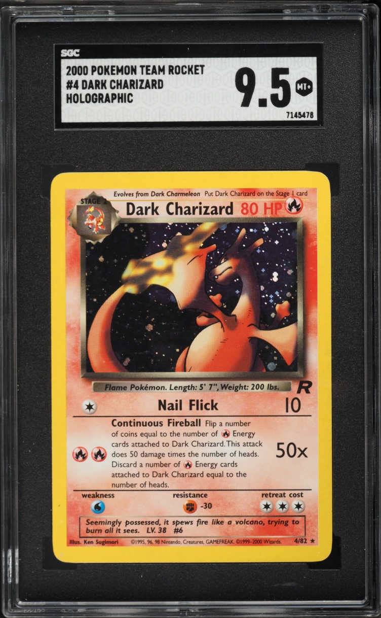 2000 Pokemon Team Rocket Holo Dark Charizard #4 SGC 9.5 MINT+