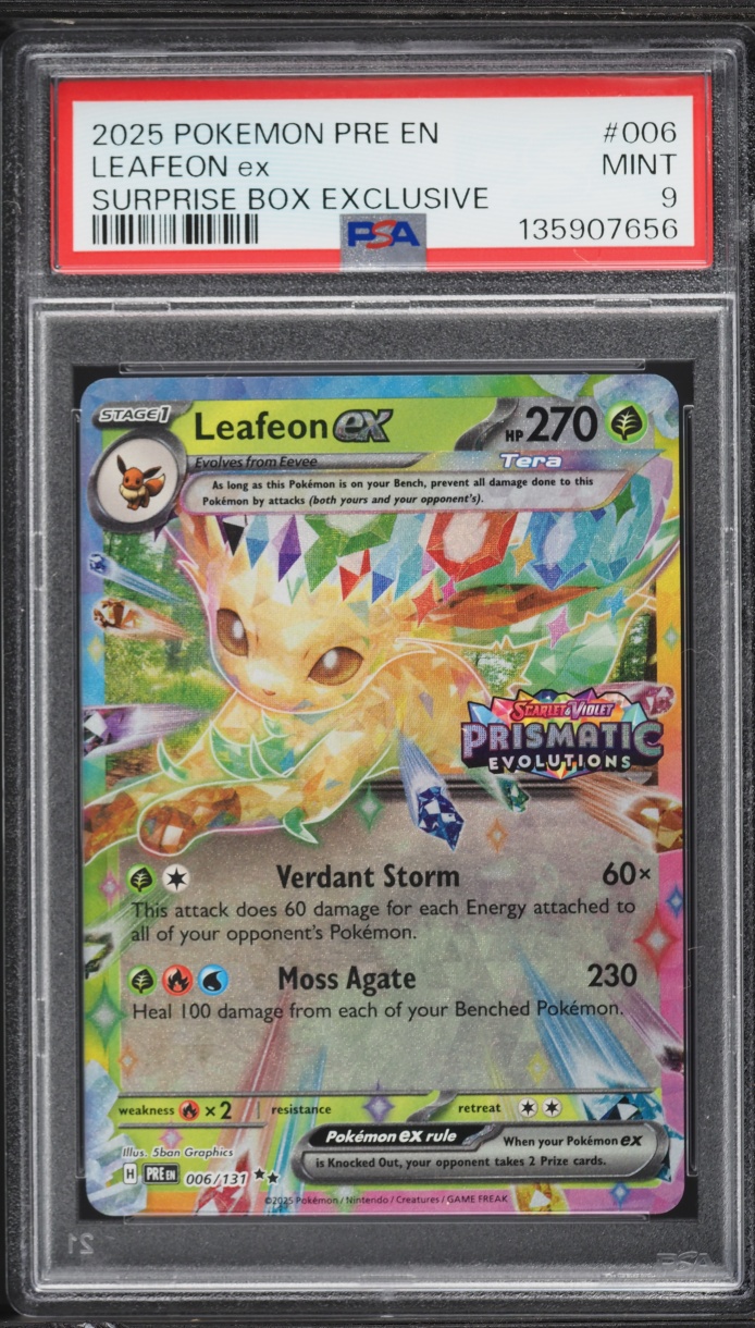 2025 Pokemon SV Prismatic Evolutions Surprise Box Exclusive Leafeon EX #6 PSA 9 MINT
