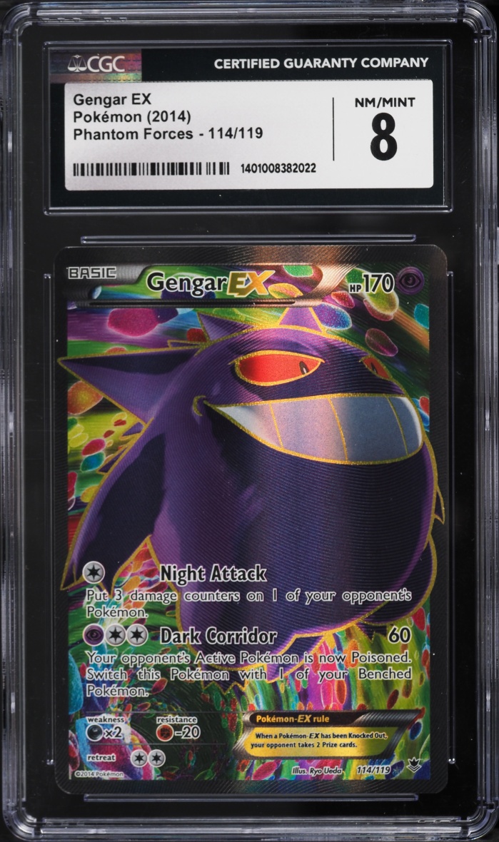 2014 Pokemon XY Phantom Forces Full Art Gengar EX #114 CGC 8 NM-MT