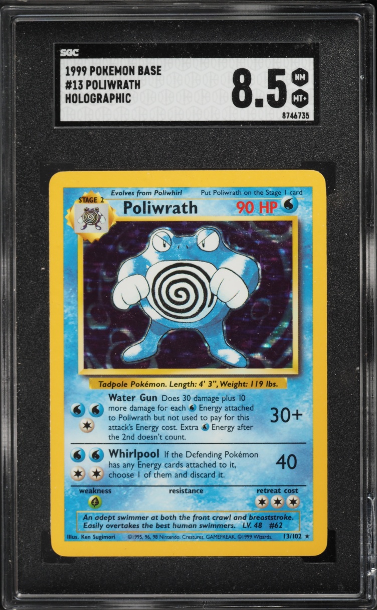 1999 Pokemon Base Set Holo Poliwrath #13 SGC 8.5 NM-MT+