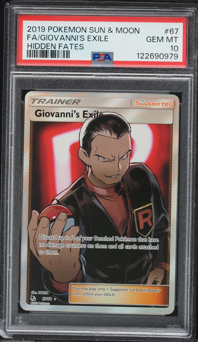 2019 Pokemon Sun & Moon Hidden Fates Full Art Giovanni's Exile #67 PSA 10 GEM MINT