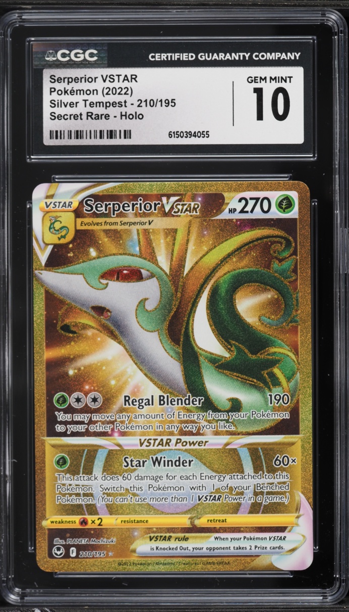 2022 Pokemon Sword & Shield Silver Tempest Gold Rare Serperior VSTAR #210 CGC 10 GEM MINT