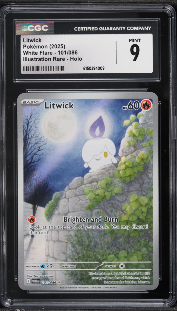 2025 Pokemon Scarlet & Violet White Flare IR Litwick #101 CGC 9 MINT
