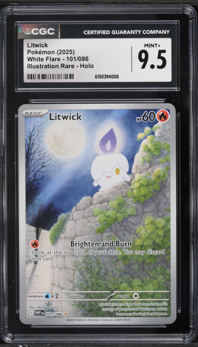 2025 Pokemon Scarlet & Violet White Flare IR Litwick #101 CGC 9.5 MINT+