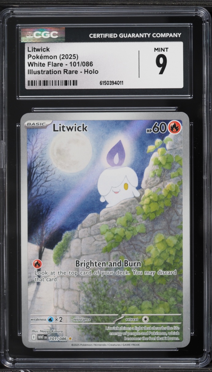 2025 Pokemon Scarlet & Violet White Flare IR Litwick #101 CGC 9 MINT