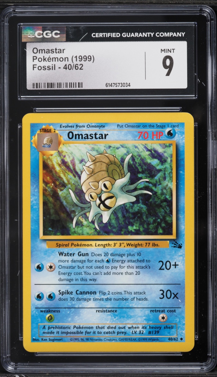 1999 Pokemon Fossil Omastar #40 CGC 9 MINT