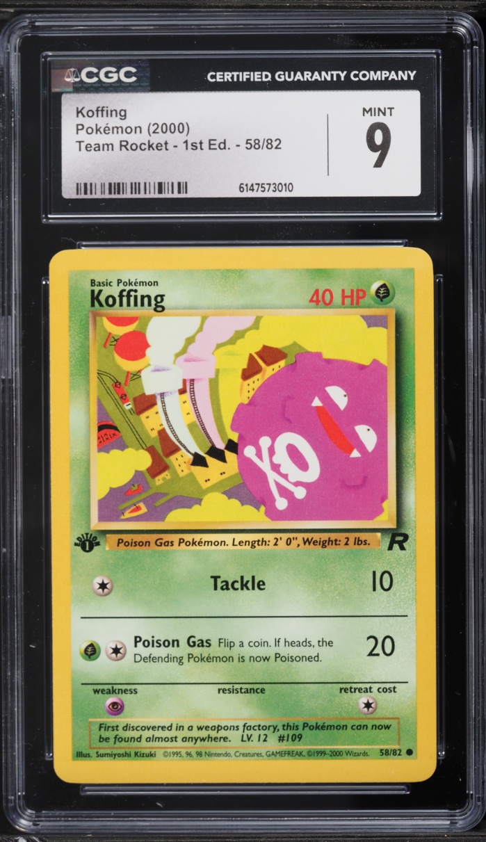 2000 Pokemon Team Rocket 1st Edition Koffing #58 CGC 9 MINT