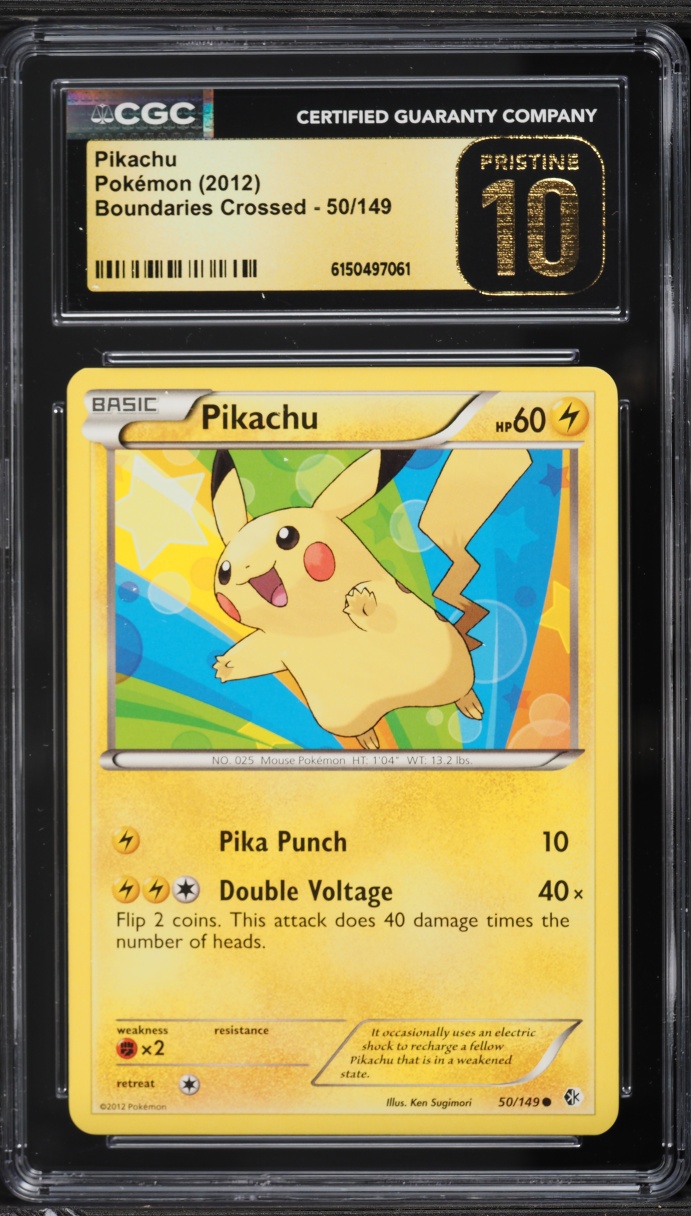 2012 Pokemon Black & White Boundaries Crossed Pikachu #50 CGC 10 PRISTINE