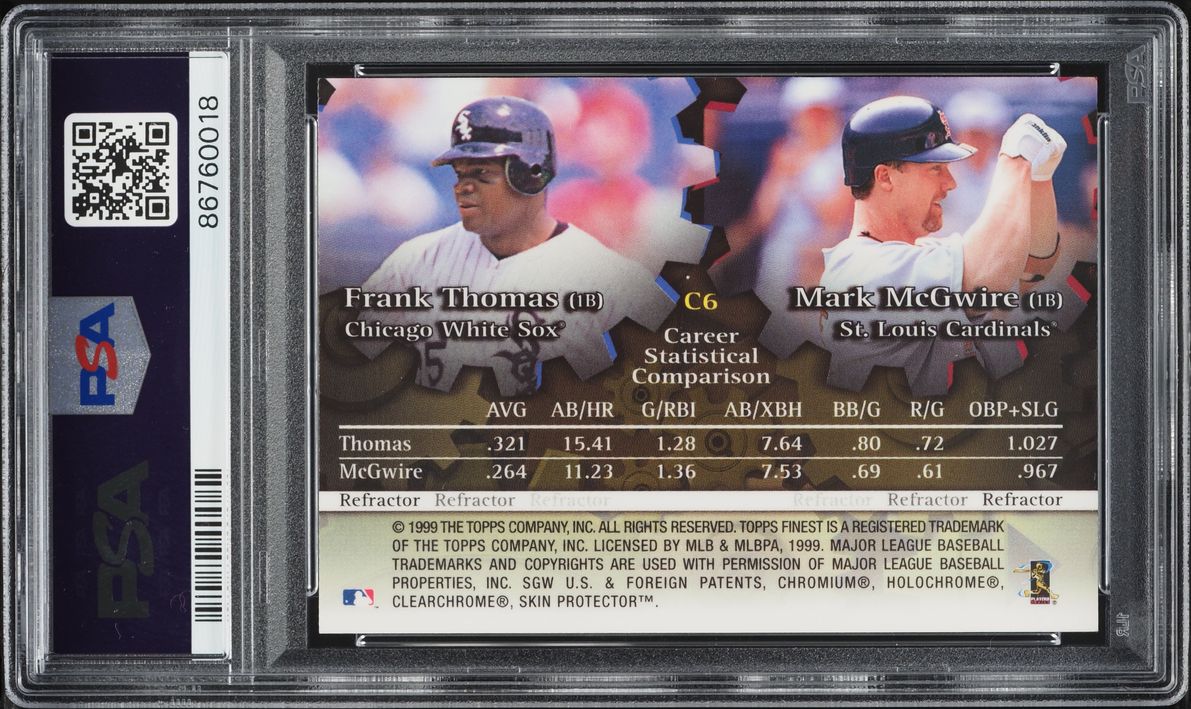 1999 Finest Complements Refractor Mark McGwire Frank Thomas #C6 PSA 10 GEM MINT