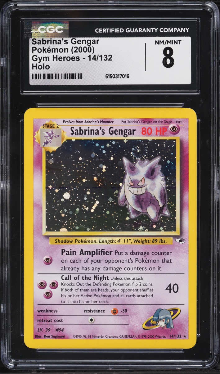 2000 Pokemon Gym Heroes Holo Sabrina's Gengar #14 CGC 8 NM-MT