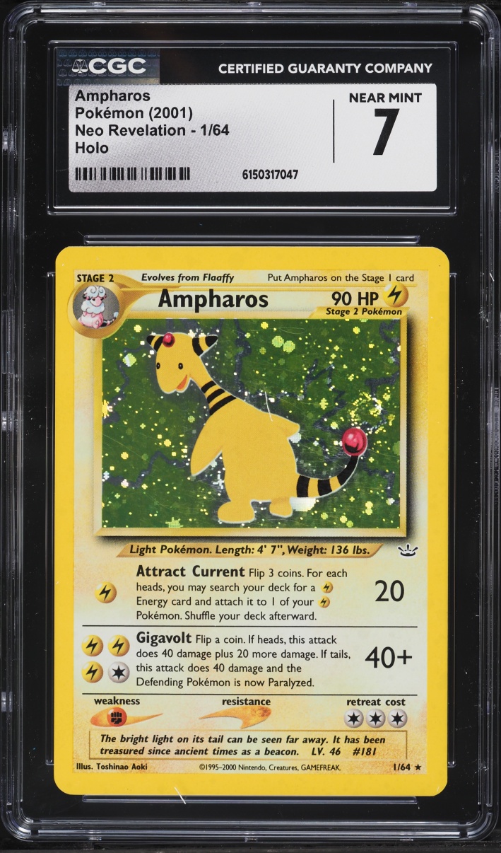 2001 Pokemon Neo Revelation Holo Ampharos #1 CGC 7 NRMT