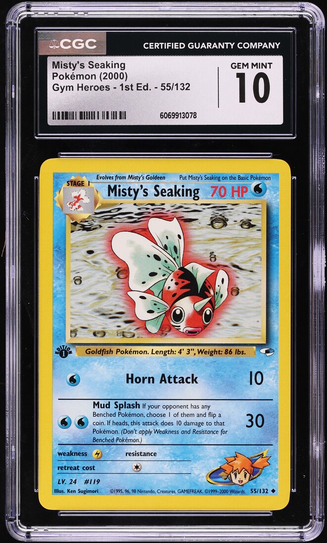 2000 Pokemon Gym Heroes 1st Edition Misty's Seaking #55 CGC 10 GEM MINT