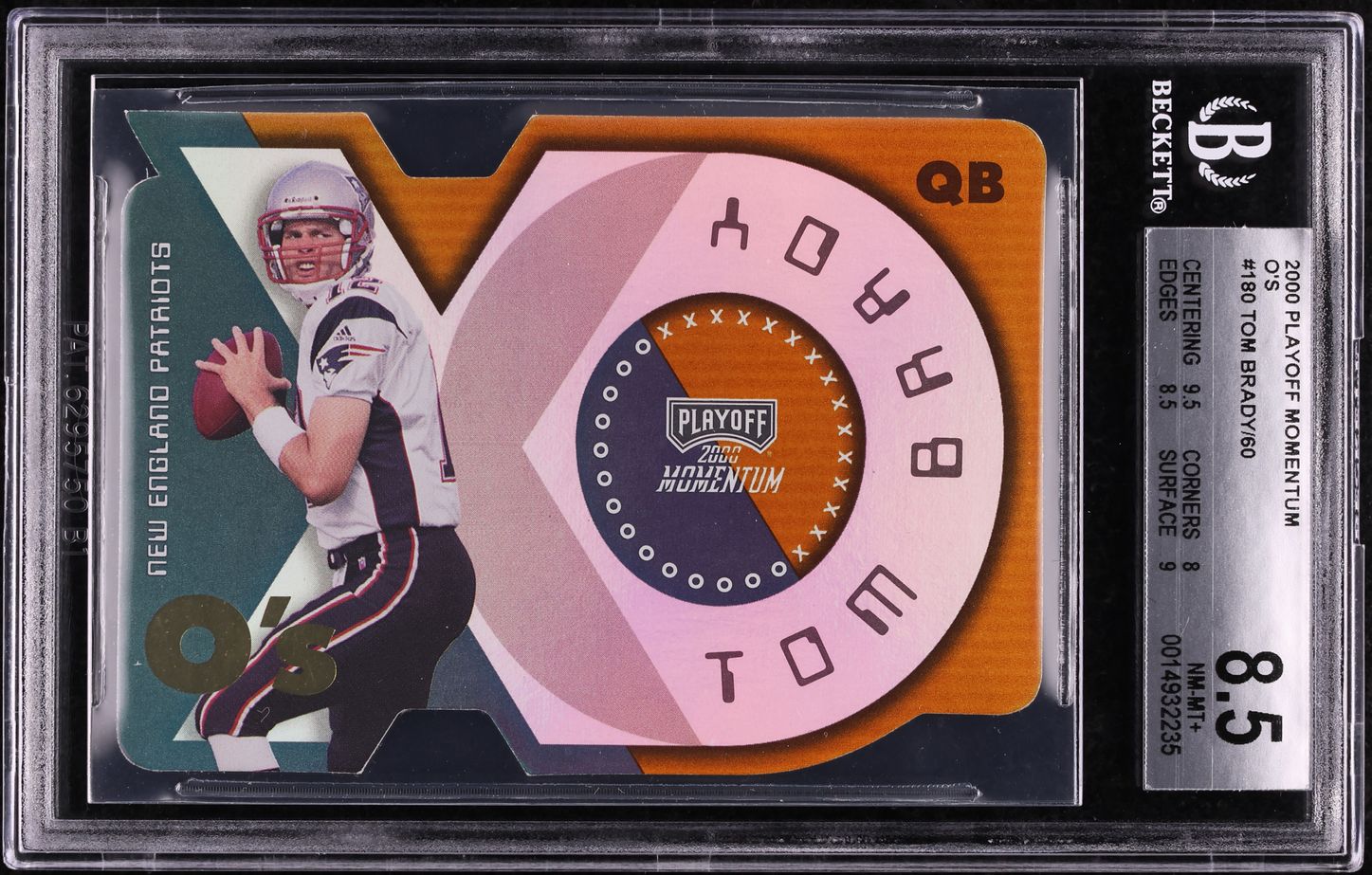 2000 Playoff Momentum O'S Die-Cut Tom Brady ROOKIE /60 #180 BGS 8.5 NM-MT+