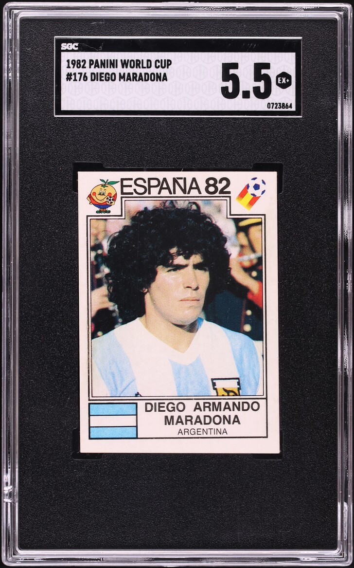 1982 Panini World Cup Diego Maradona #176 SGC 5.5 EX+