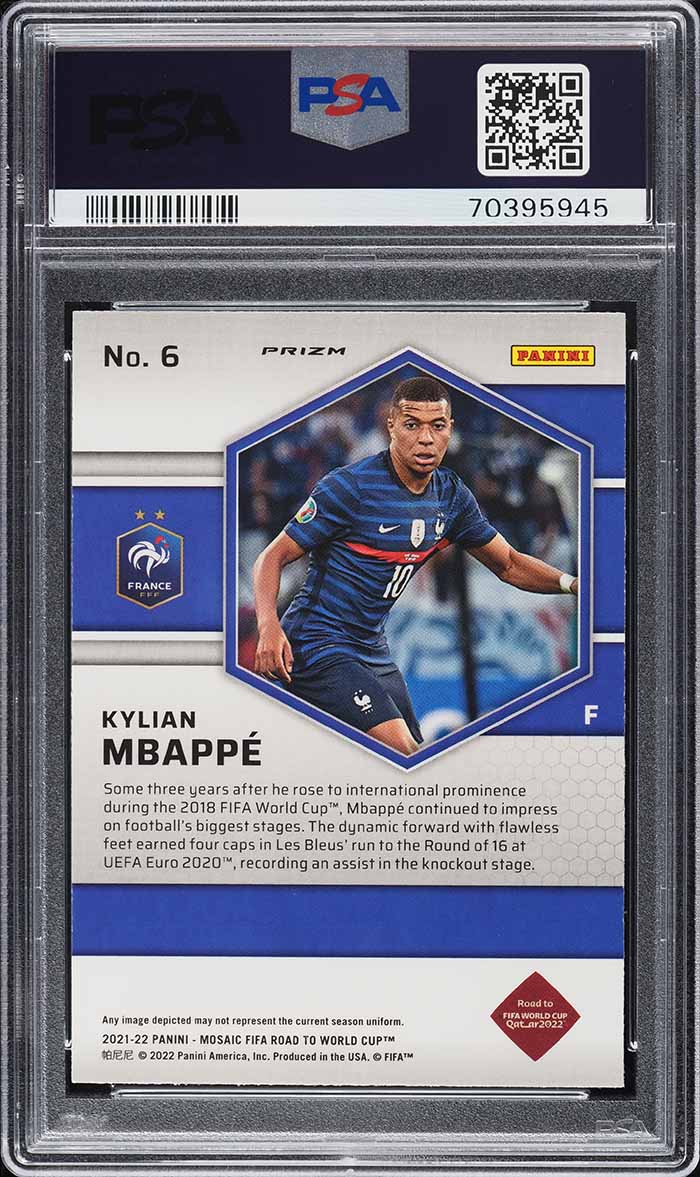 2021 Panini Mosaic FIFA Red Kylian Mbappe #6 PSA 10 GEM MINT
