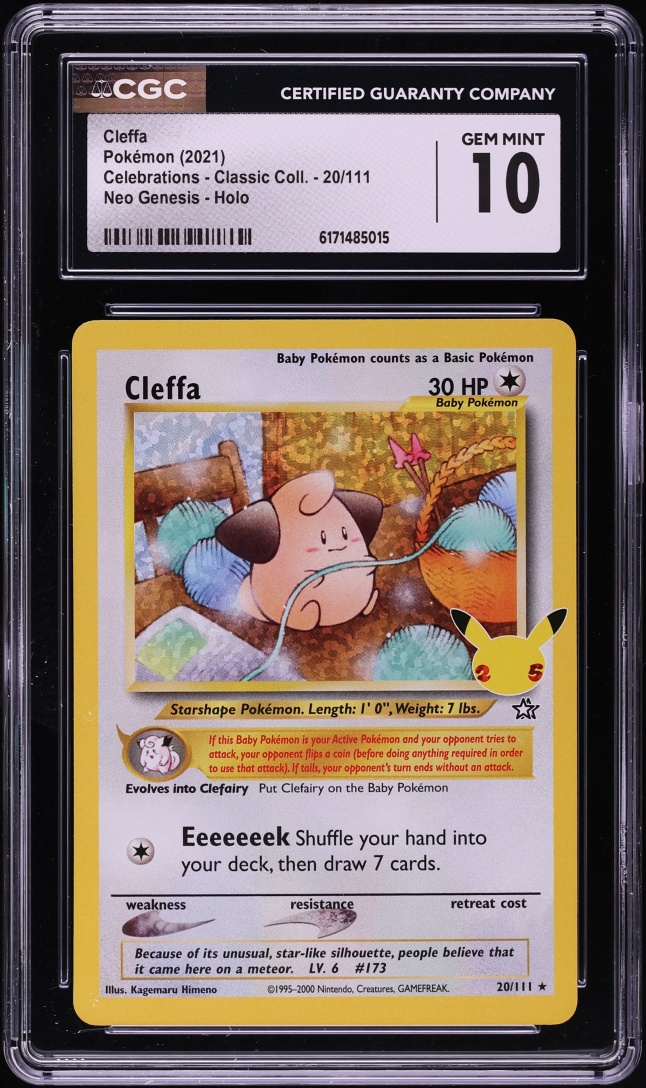 2021 Pokemon Sword & Shield Celebrations Classic Collection Holo Cleffa #20 CGC 10 GEM MINT