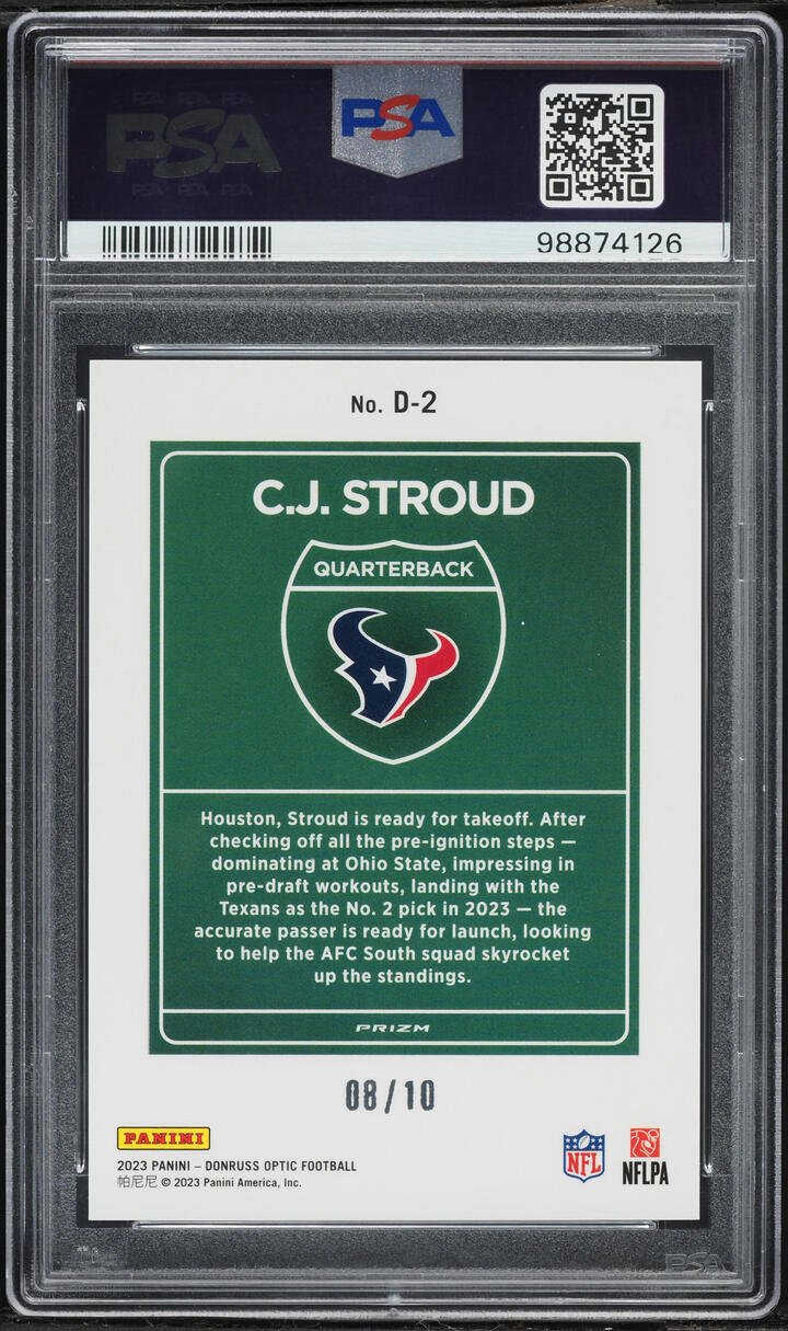 2023 Donruss Optic Downtown Gold C.J. Stroud ROOKIE /10 #D2 PSA 10 GEM MINT