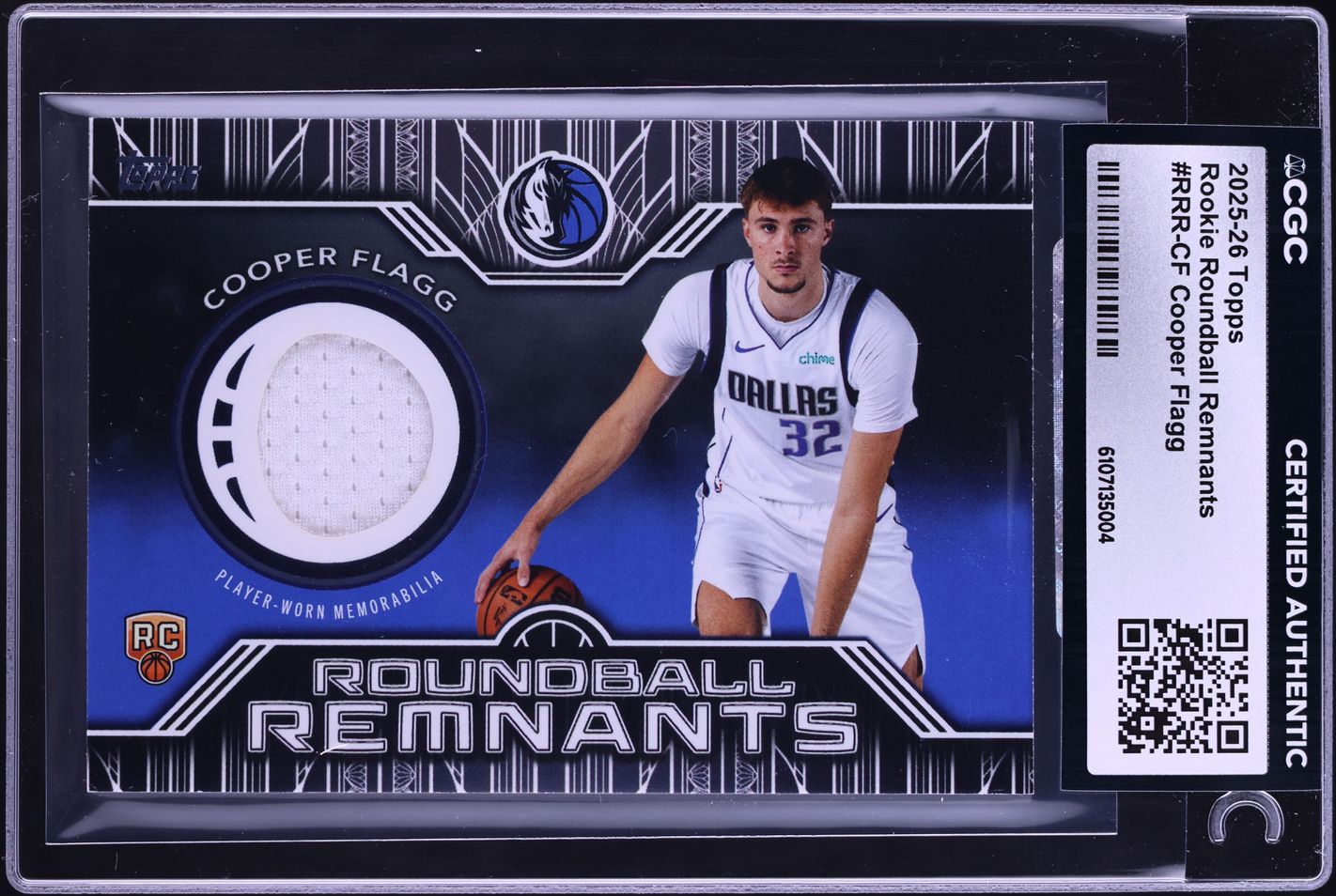 2025 Topps Roundball Remnants Cooper Flagg ROOKIE PATCH #RRR-CF CGC AUTH