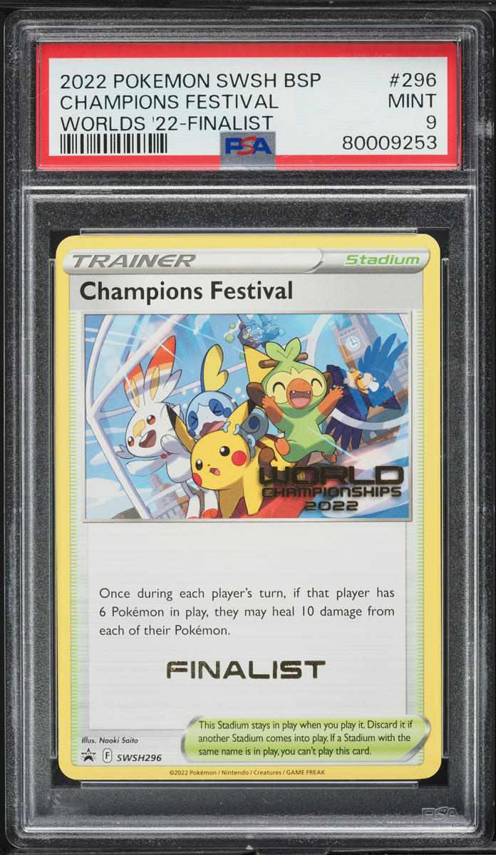 2022 Pokemon SWSH Black Star Promo Worlds '22 Finalist Champions Festival PSA 9