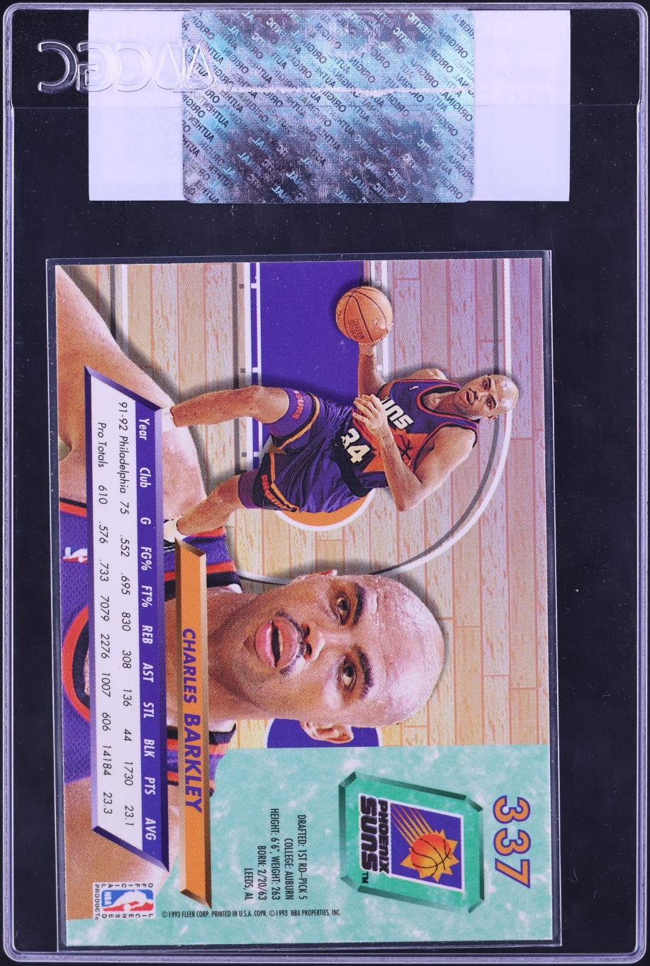 1992 Ultra Basketball Charles Barkley #337 CGC AUTH