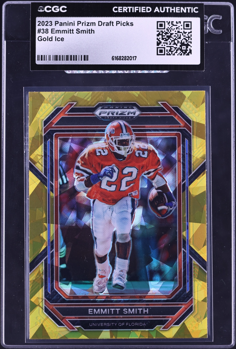 2023 Panini Prizm Draft Picks Gold Ice Emmitt Smith #38 CGC AUTH