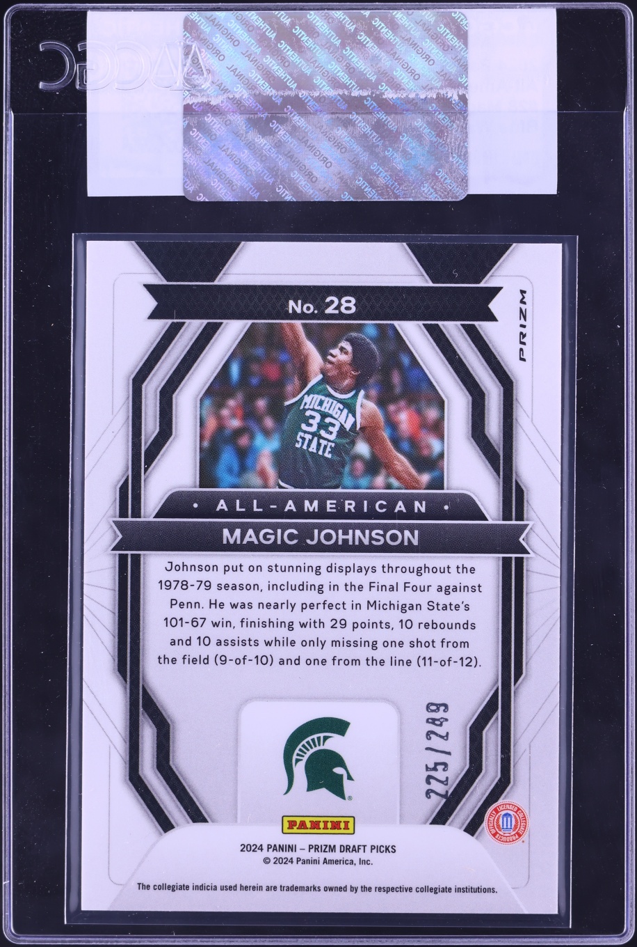 2024 Panini Prizm Draft Picks All-American Blue Wave Magic Johnson /249 #28 CGC AUTH