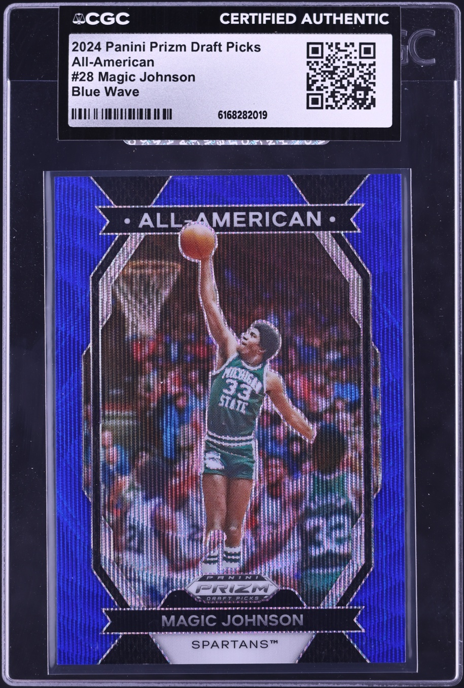 2024 Panini Prizm Draft Picks All-American Blue Wave Magic Johnson /249 #28 CGC AUTH