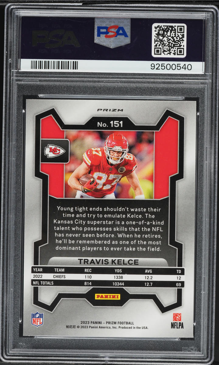 2023 Panini Prizm Silver Travis Kelce #151 PSA 10 GEM MINT - Photo 2