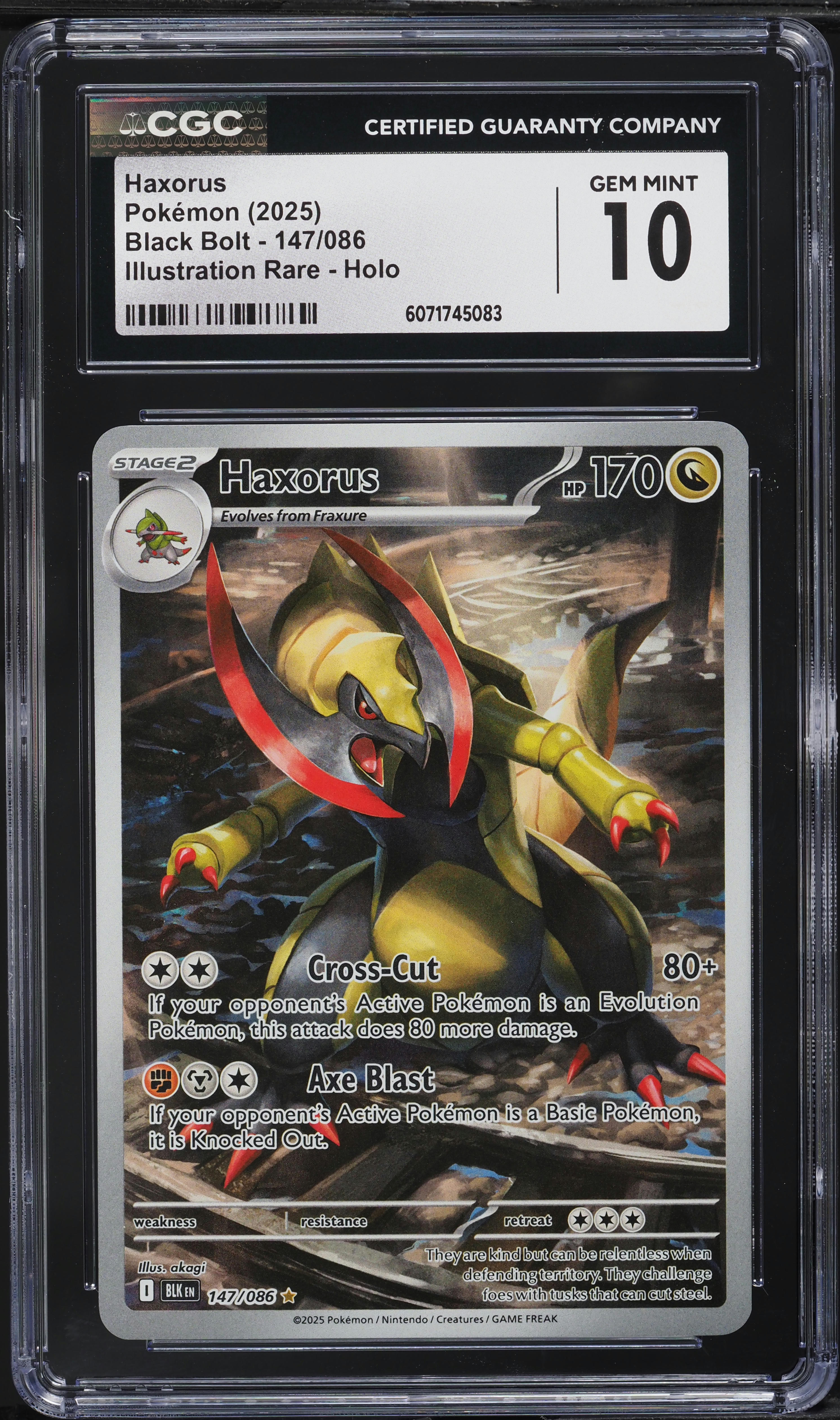 2025 Pokemon Scarlet & Violet Black Bolt IR Haxorus #147 CGC 10 GEM MINT