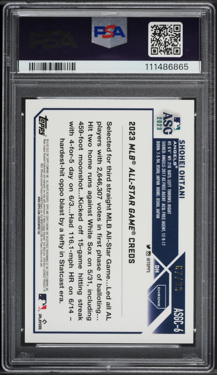 2023 Topps Chrome Update All-Star Game Green Shohei Ohtani /99 #6 PSA 10 GEM