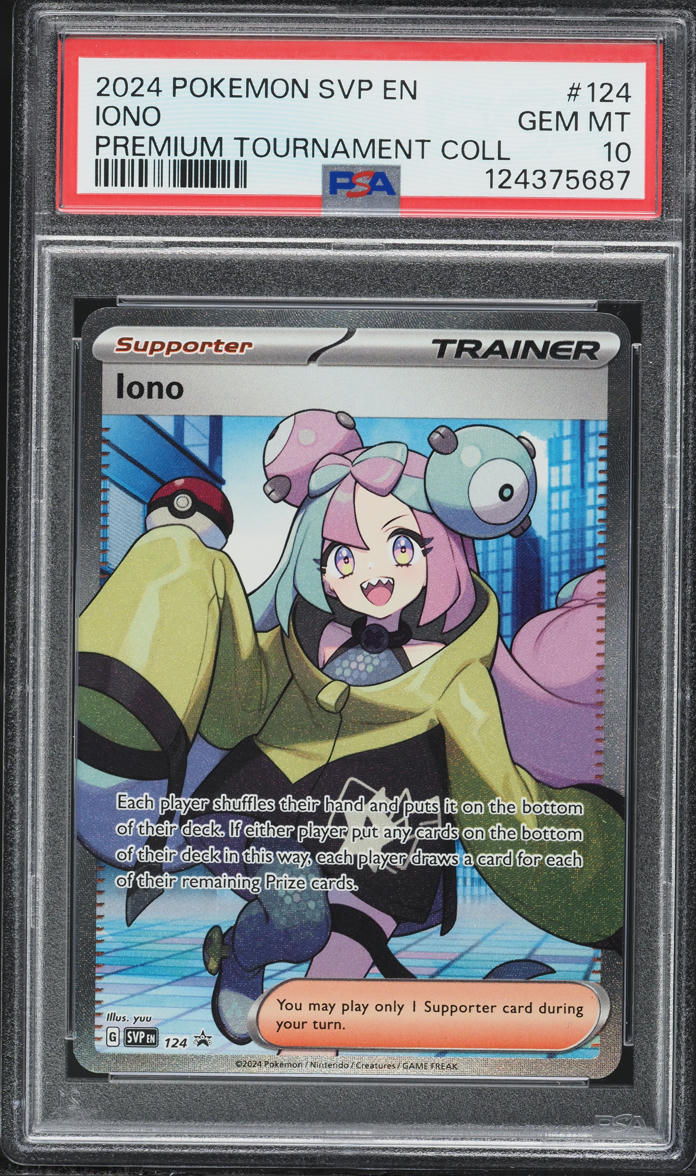 2024 Pokemon Scarlet & Violet Promo Premium Tournament Full Art Iono #124 PSA 10 GEM MINT