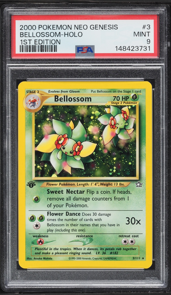 2000 Pokemon Neo Genesis 1st Edition Holo Bellossom #3 PSA 9 MINT