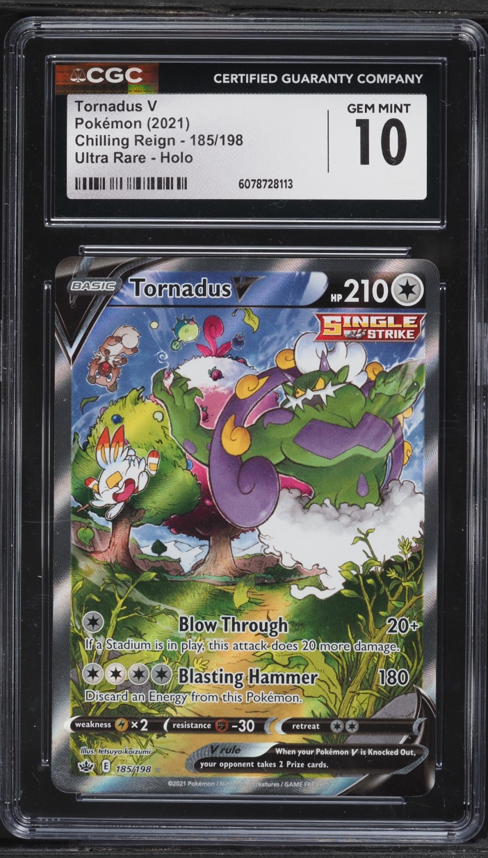 2021 Pokemon Sword & Shield Chilling Reign Alt Art Tornadus V #185 CGC 10 GEM MINT