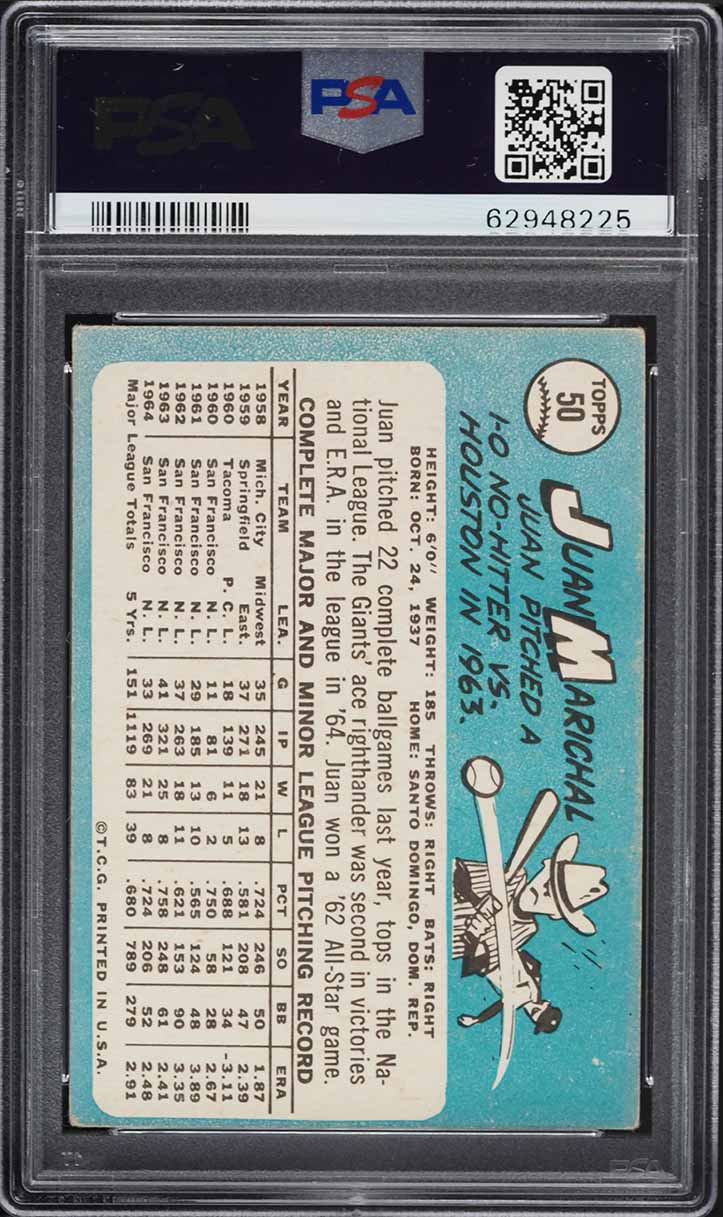 1965 Topps Juan Marichal #50 PSA 4 VGEX