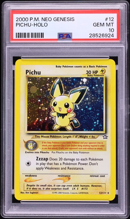 2000 Pokemon Neo Genesis Holo Pichu #12 PSA 10 GEM MINT