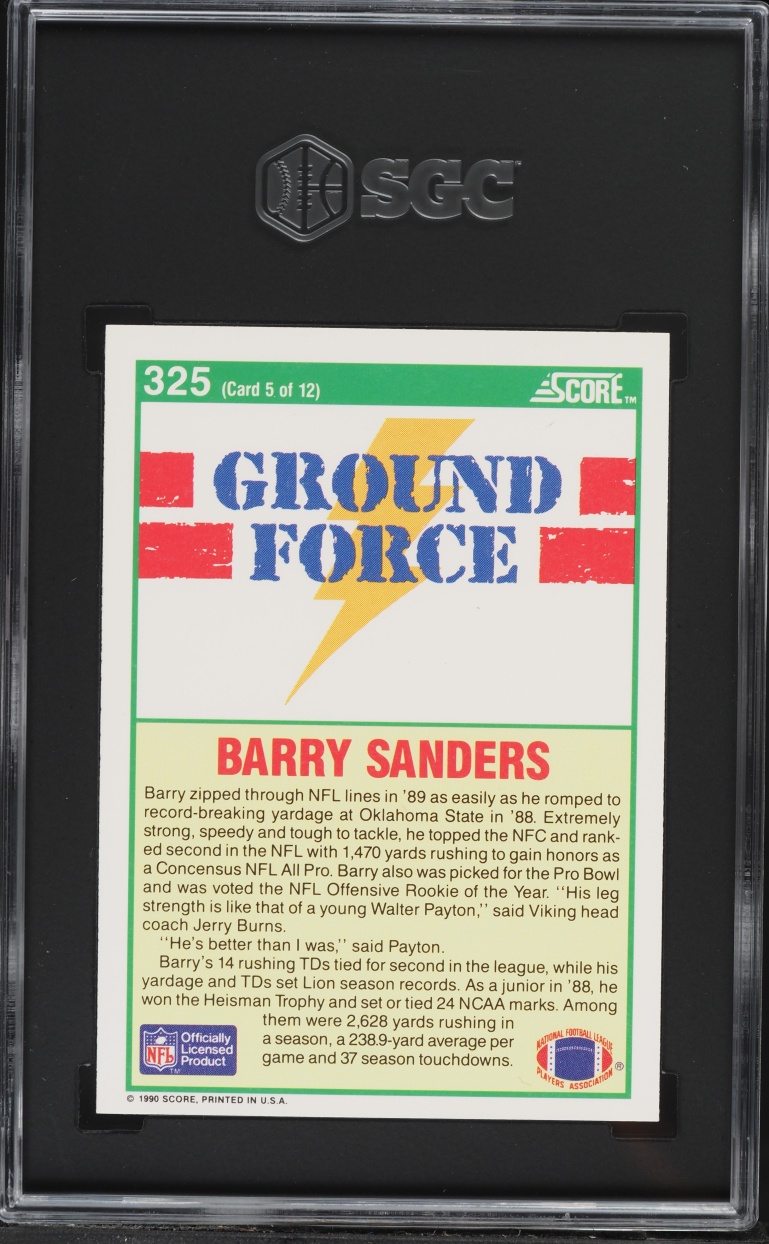 1990 Score Ground Force Barry Sanders #325 SGC 9 MINT