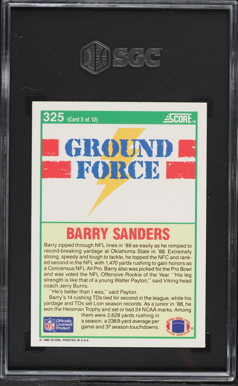 1990 Score Ground Force Barry Sanders #325 SGC 9 MINT