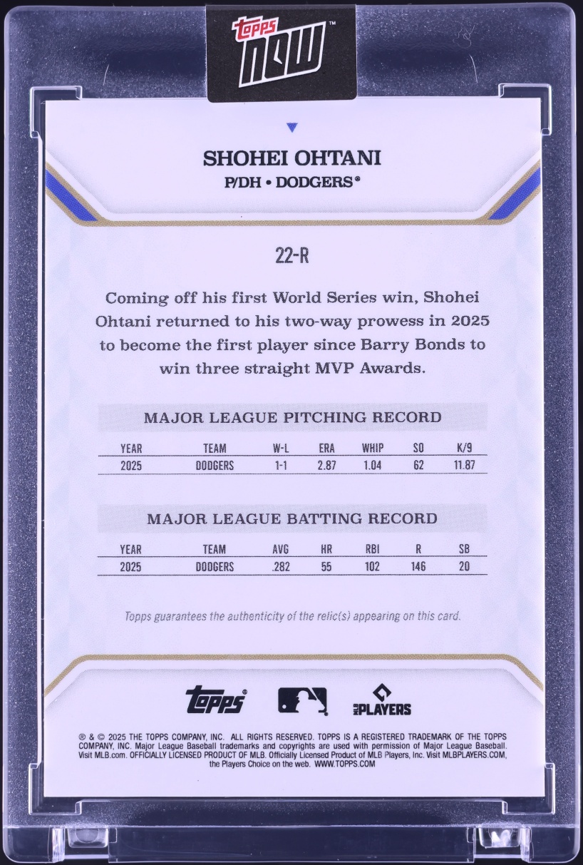 2025 Topps MLB MVP Collection Purple Foil Shohei Ohtani PATCH /75 #22-R