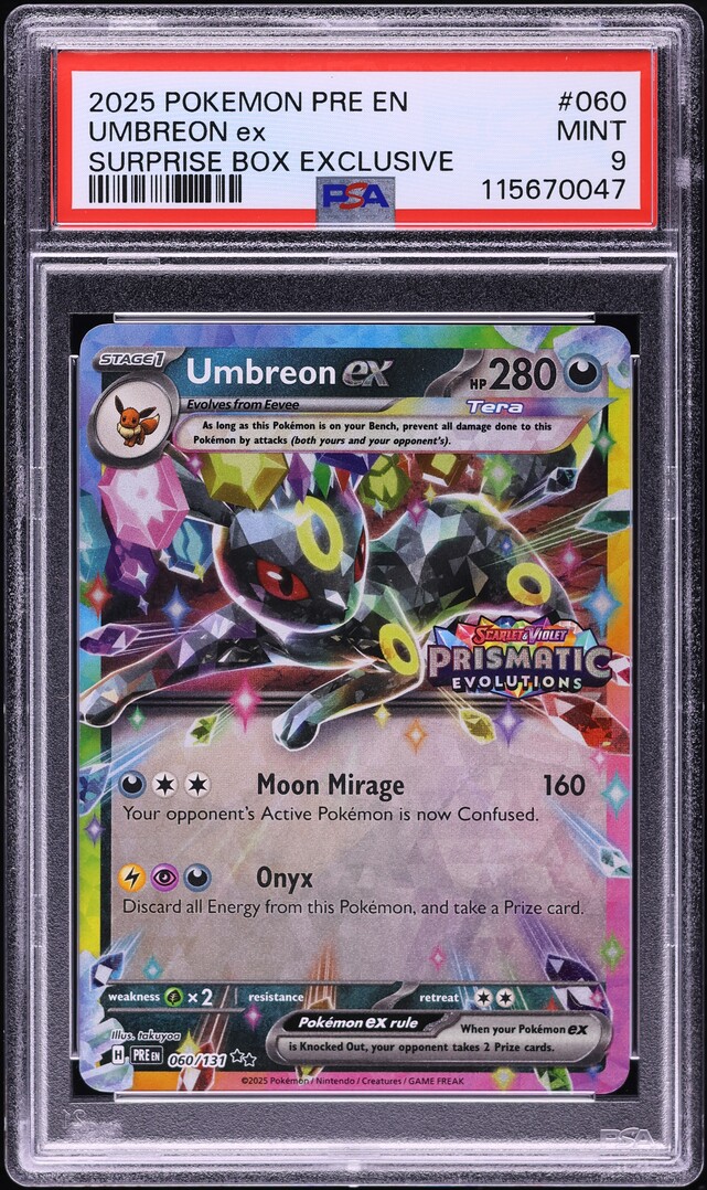 2025 Pokemon SV Prismatic Evolutions Surprise Box Umbreon ex #60 PSA 9 MINT
