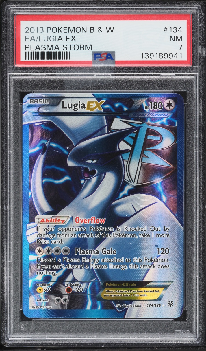 2012 Pokemon Black & White Plasma Storm Full Art Lugia EX #134 PSA 7 NRMT