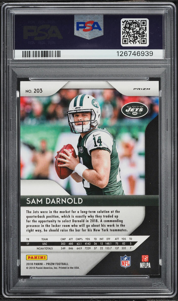 2018 Panini Prizm Silver Sam Darnold ROOKIE #203 PSA 8 NM-MT